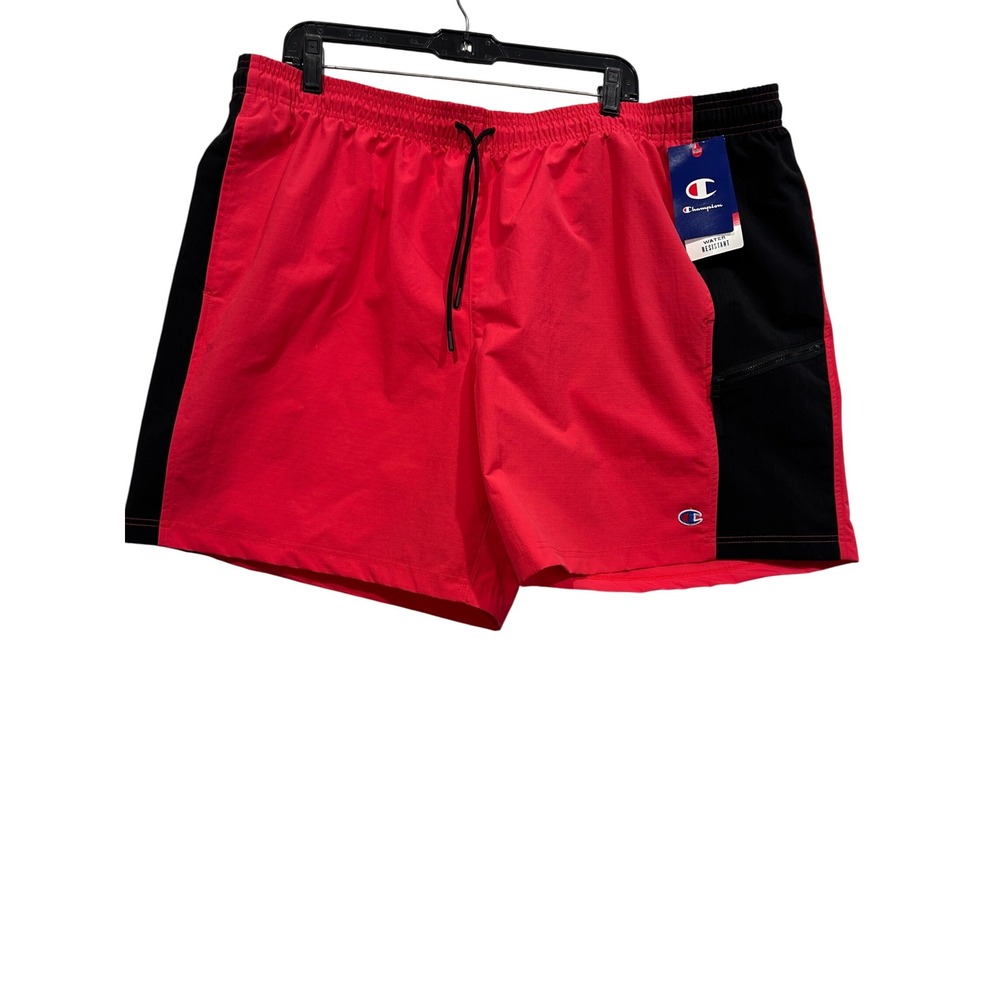 Champion Athleticwear 2XL Shorts Red Black Water Resistant Side Zip Pocket (676)